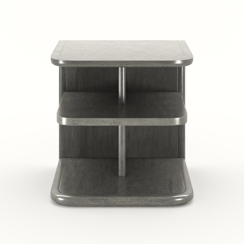 Cannello Floor Shelf End Table with Storage, Argento