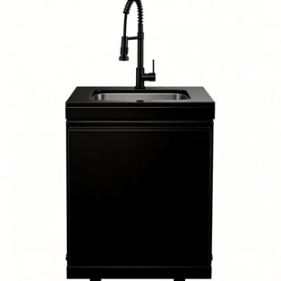 Outdoor Double Door Sink Cabinet, 304 Marine - Grade Stainless Steel, Finish, Fully Adjustable Leveling, High Capacity Sink, Matching Locking Door, 20 In Depth Cabinet With Tap, Steel Kitchen,