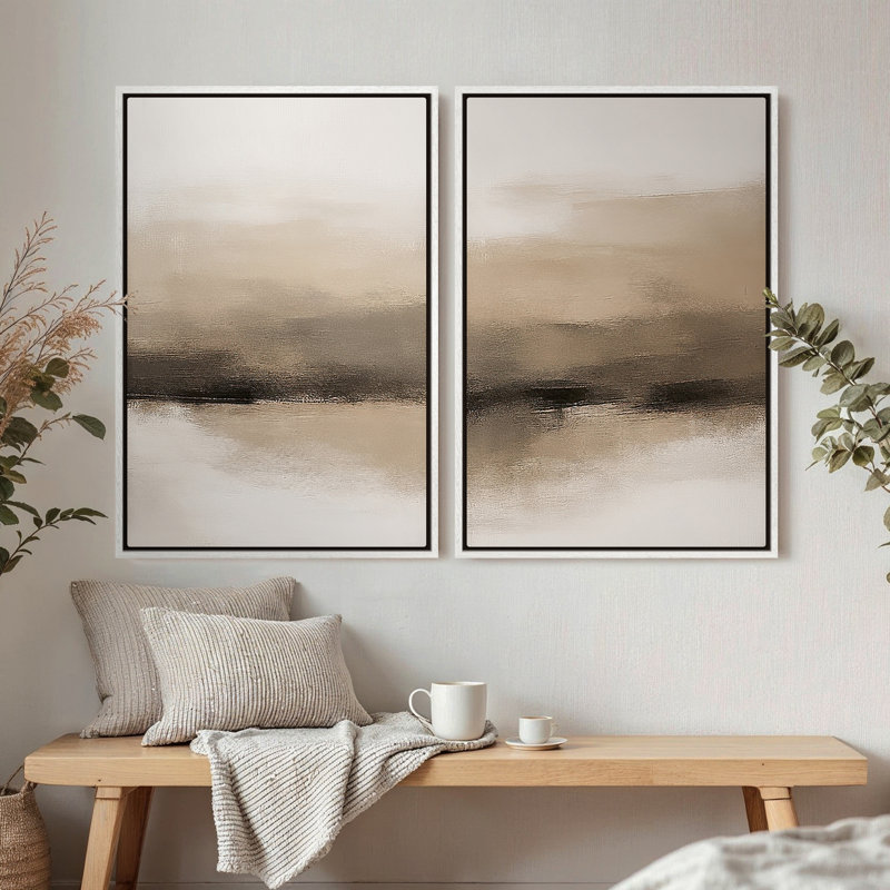 Framed Canvas Wall Art, Vintage Abstract Wall Canvas Prints 16"x24", 24" H x 16" W, White