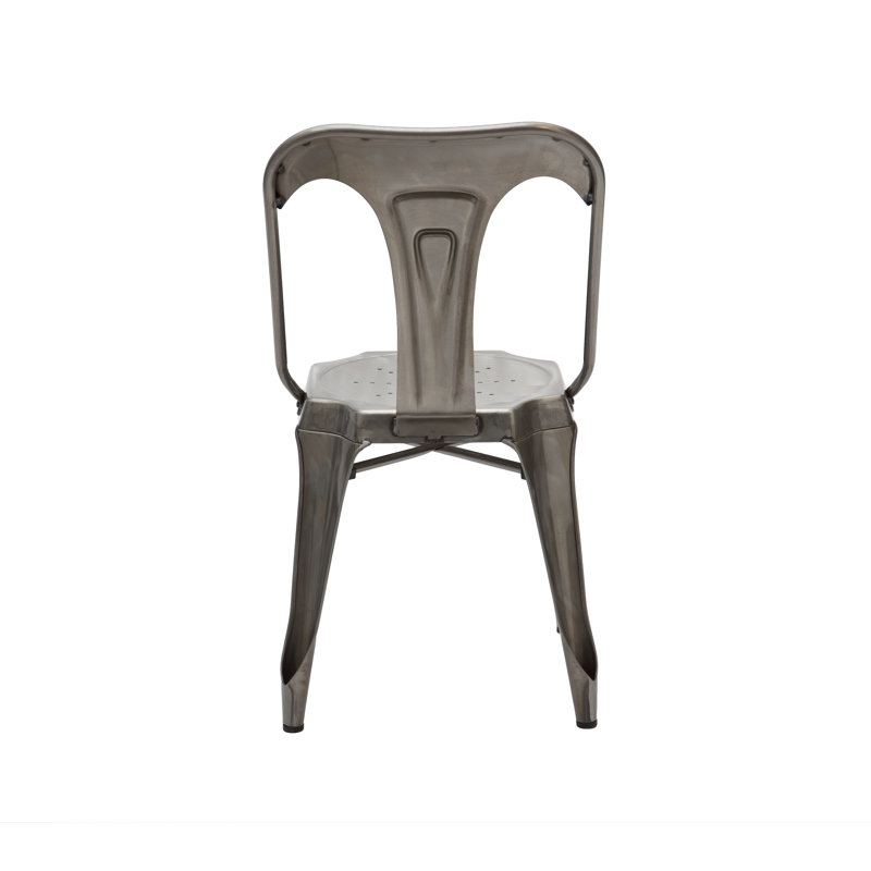 Bouie 45cm H Metal Slat Back Stacking Side Chair, Light Grey