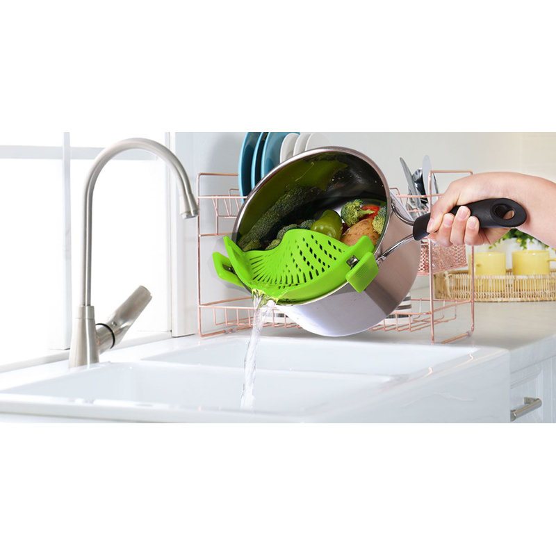 Zulay Kitchen Adjustable Silicone Pot Strainer for Most Pots & Pans, Green