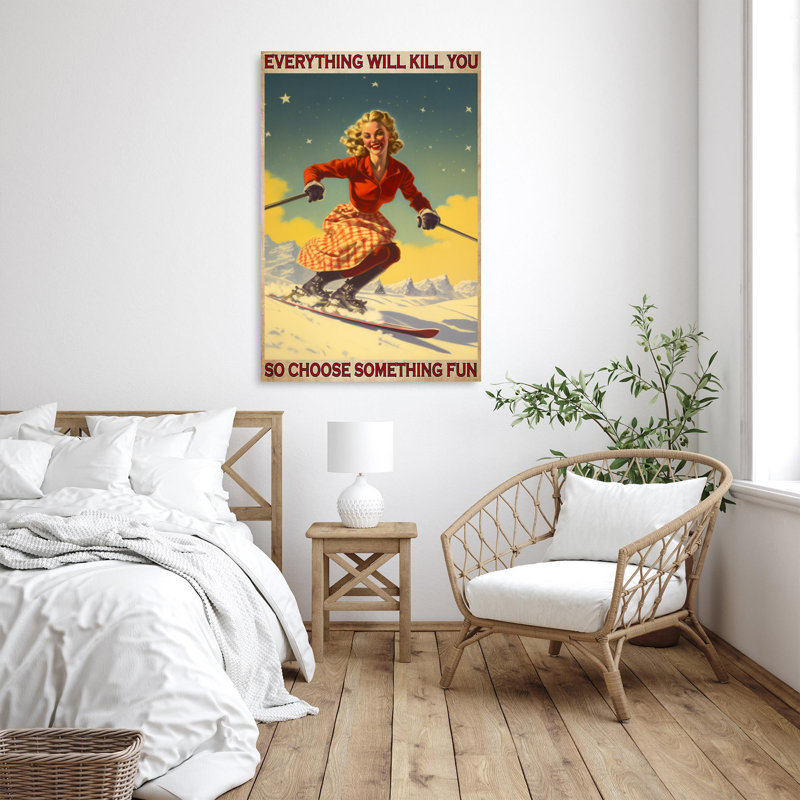 Aristea " Skiing Everything Will Kill You ", 20" H x 16" W x 1.25" D