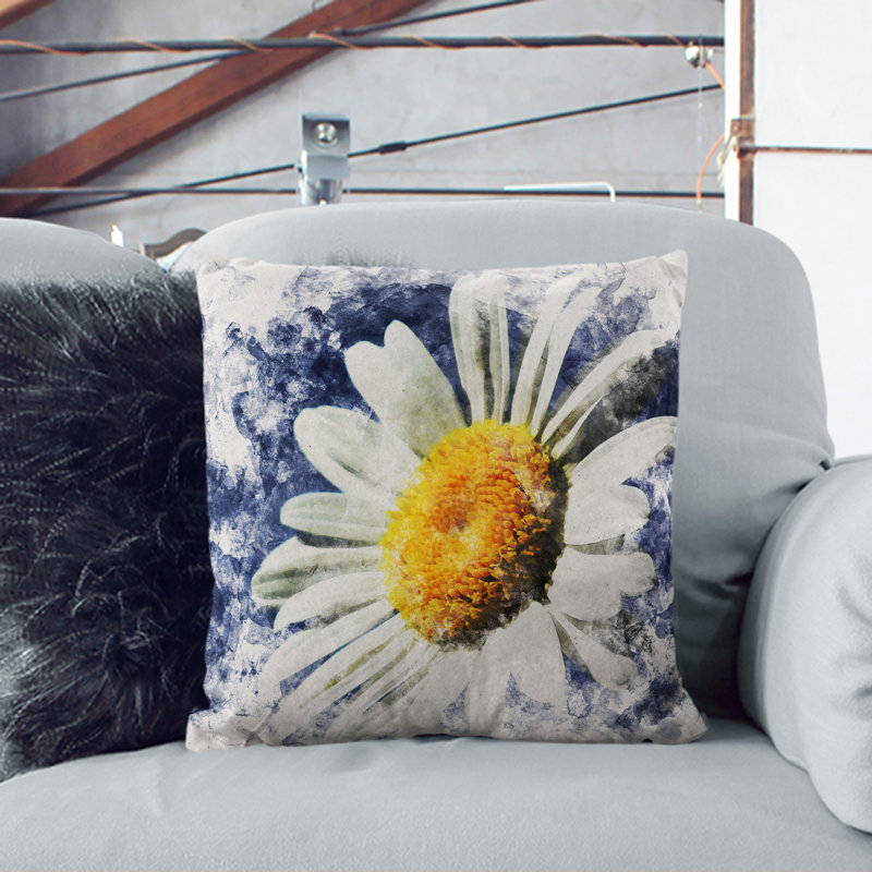 White Daisy Vol.5 Scatter Cushion, 40cm H x 40cm W x 15cm D, Stone
