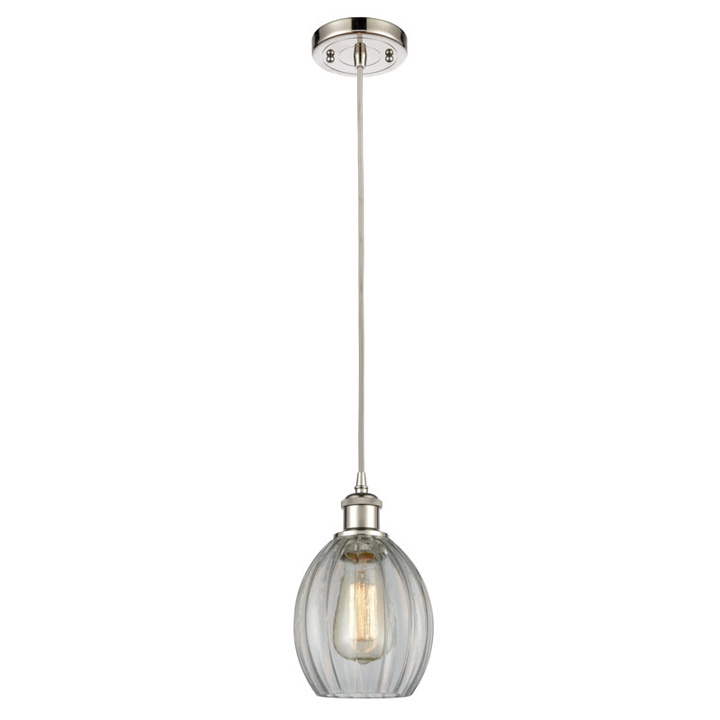 Luminaire suspendu en forme de cloche à 1 lumière Bolduc, Nickel poli