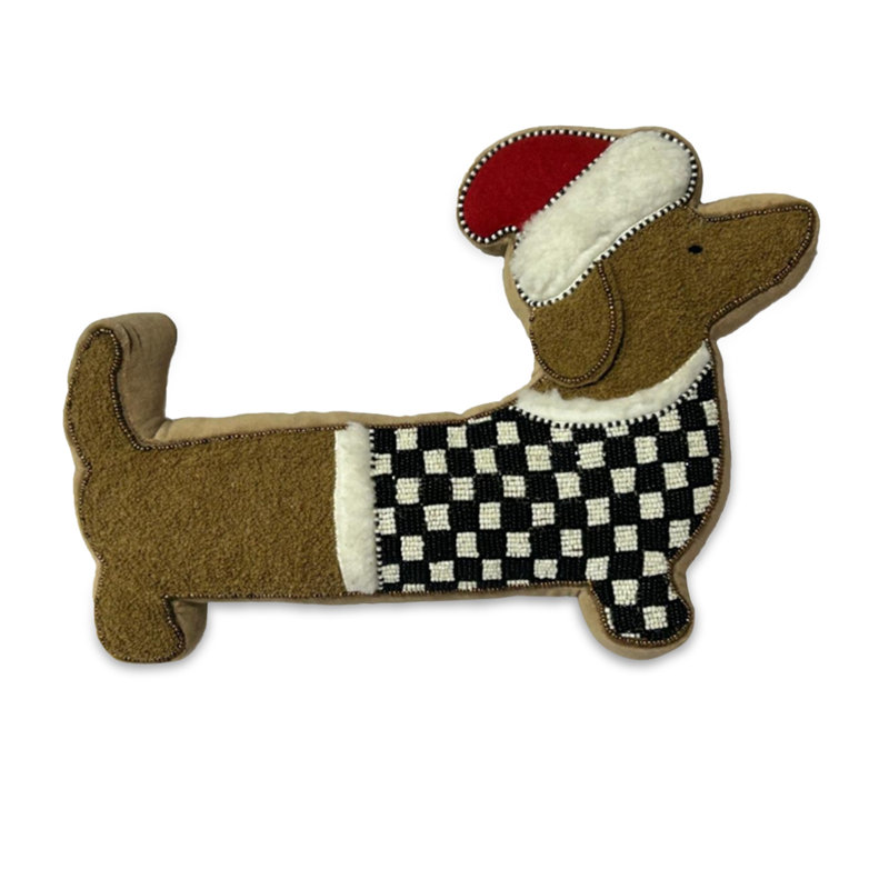 Holiday Dachshund Shape Throw Pillow