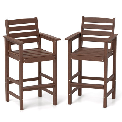 Patio Adirondack Bar Chairs Set Of 2 With Wide Armrests & Footrest Backrest by Red Barrel Studio