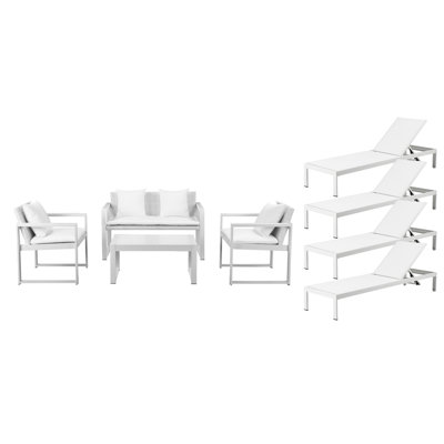 Ensemble de patio complet en rotin 8 pièces avec coussins Chester