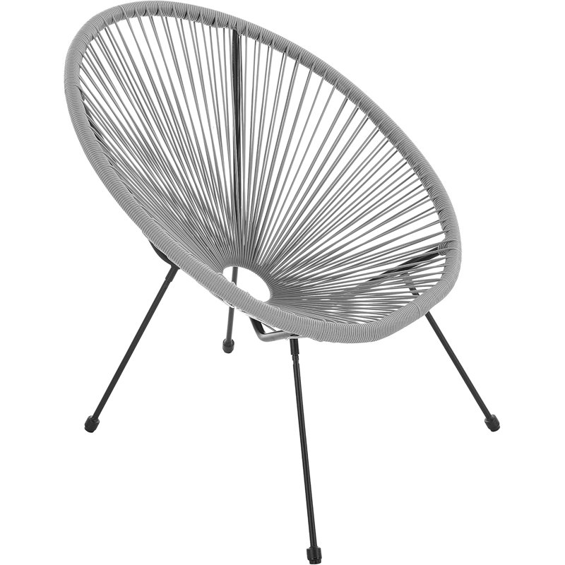 17 Stories Alyssya Natural Acapulco Styled Egg Shape Conversational Garden Bistro Patio Outdoor Set, Grey 