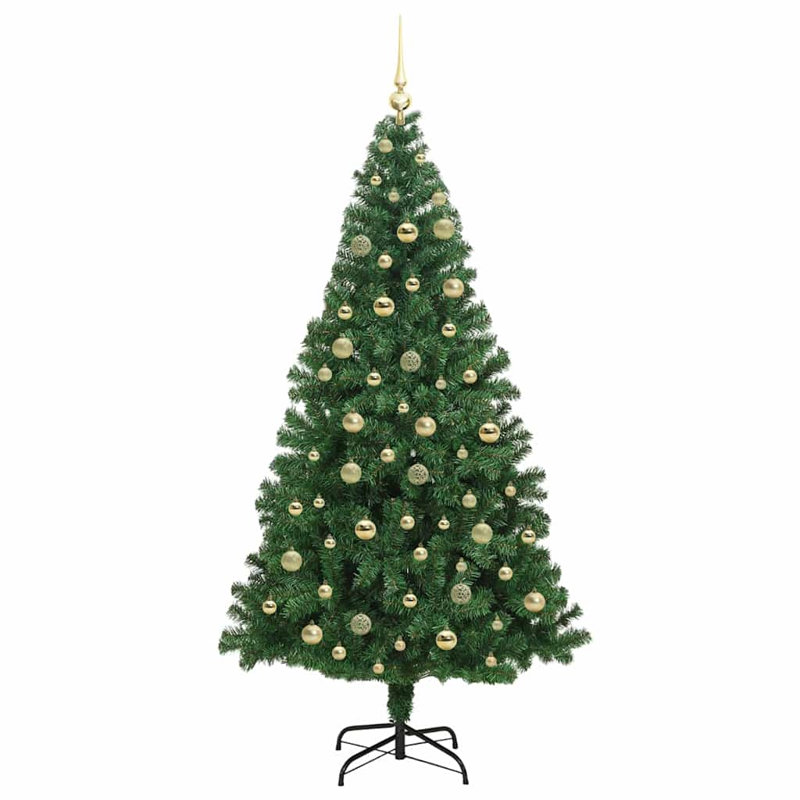 vidaXL Artificial Christmas Tree with 300 LEDs with Stand Green, 6.89 ft