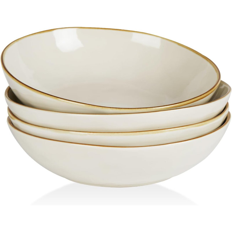 Leny 8.5'' Stoneware Large Pasta Bowl, Vanilla White