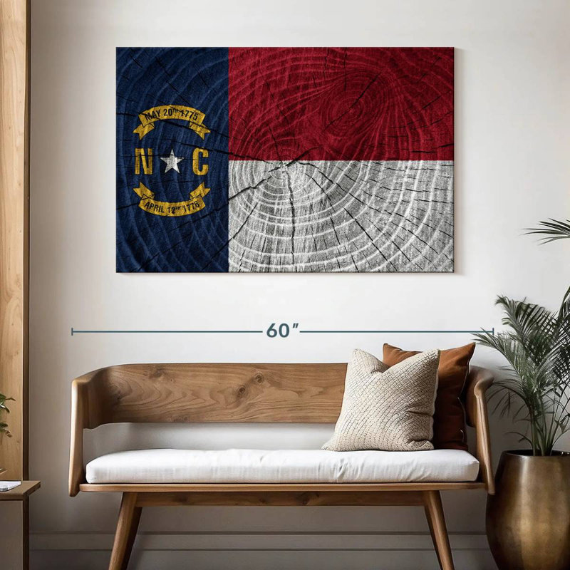 Wood Texture North Carolina Flag, 32" H x 48" W
