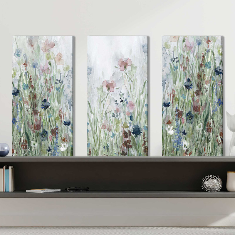 «Wildflower Fields» par Carol Robinson - impression sur toile tendue 3 pièces