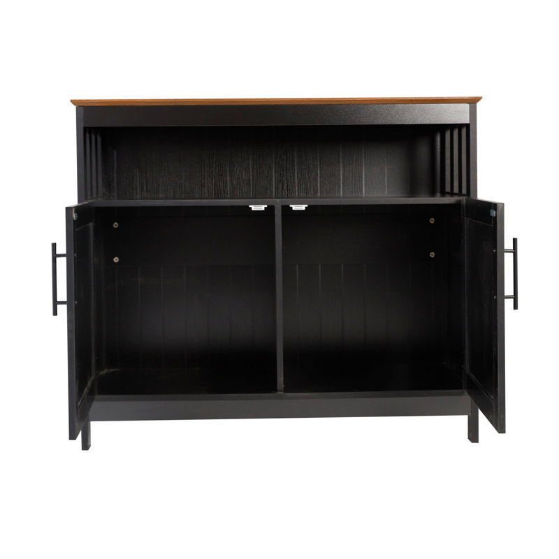 Buffet Quintavia Classic avec rangement ouvert et fermé, Noir