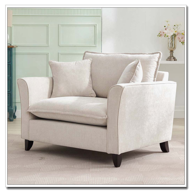 Fauteuil surdimensionné en chenille 46,9 po, Crème, crème