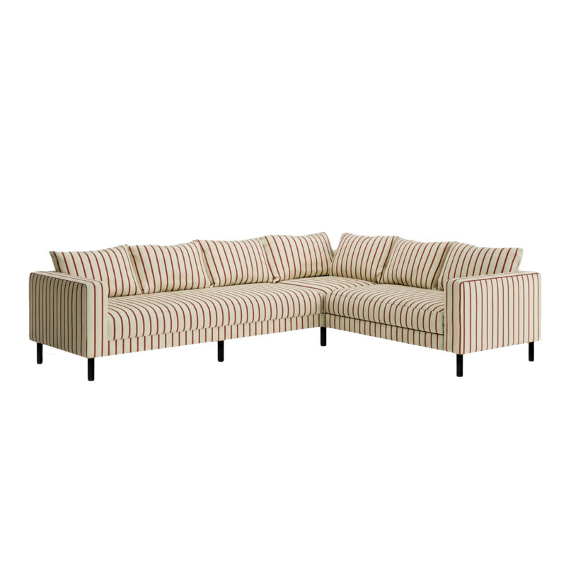 Canapé modulaire 6 places Essential, Brick Striped Hemp Blend, Metal