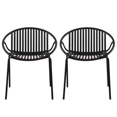 Chaises de salle à manger de patio au design respirant, empilables et de style Art moderne simple (ensemble de 2), pieds en métal et dossier en plastique