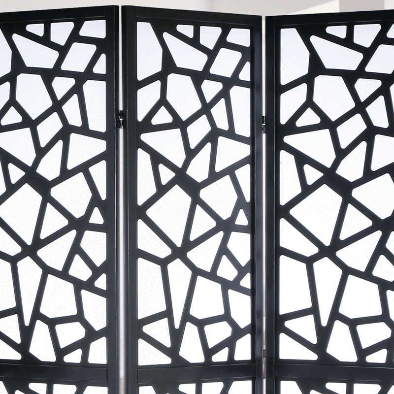 Giyano 4 Panel Screen Room Divider, Black