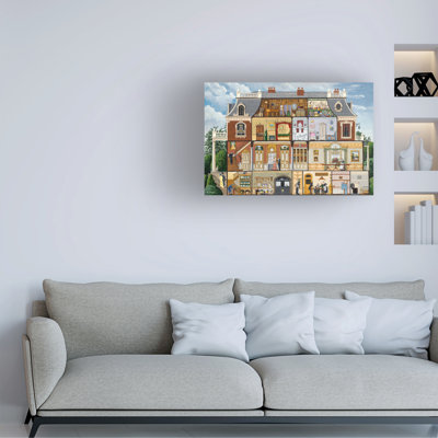 Wrapped Canvas Wall Art - Art Poulin 'Upstairs, Downstairs' Wall Art for Living Room, Bedroom, or Office Décor  - 12x19