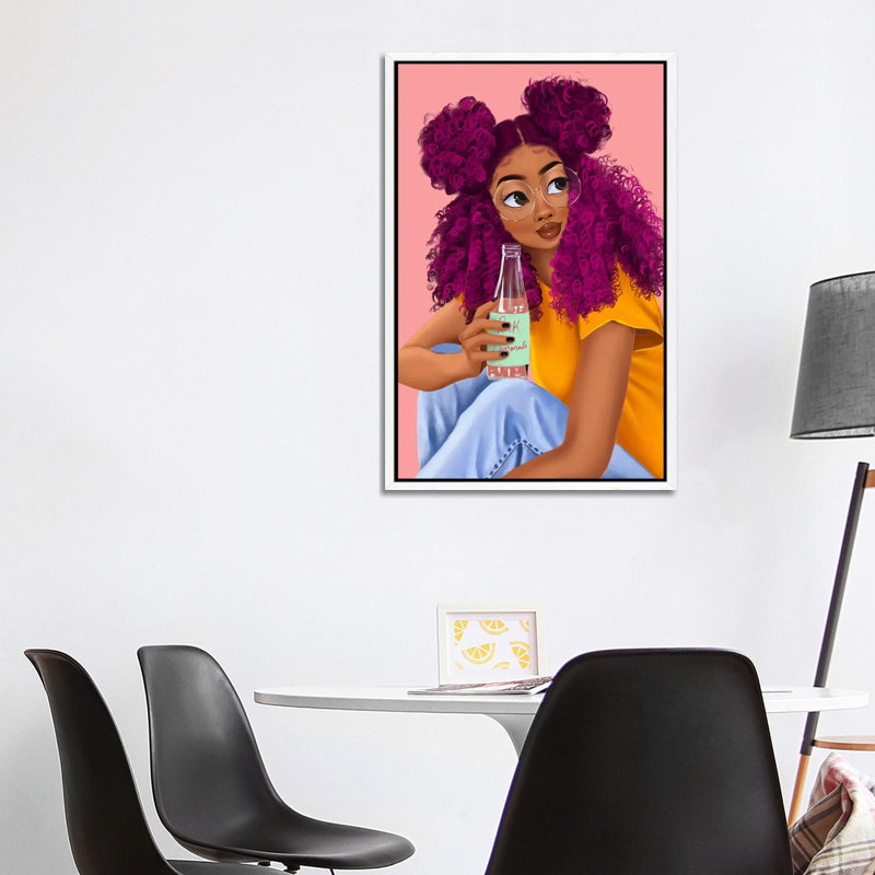 Drink by Princess Karibo - Print on Canvas, 101.6 cm H x 66.04 cm W, White Framed