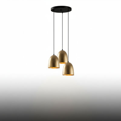 Adjustable Height 3 Lights Metal Dome Cluster Pendant