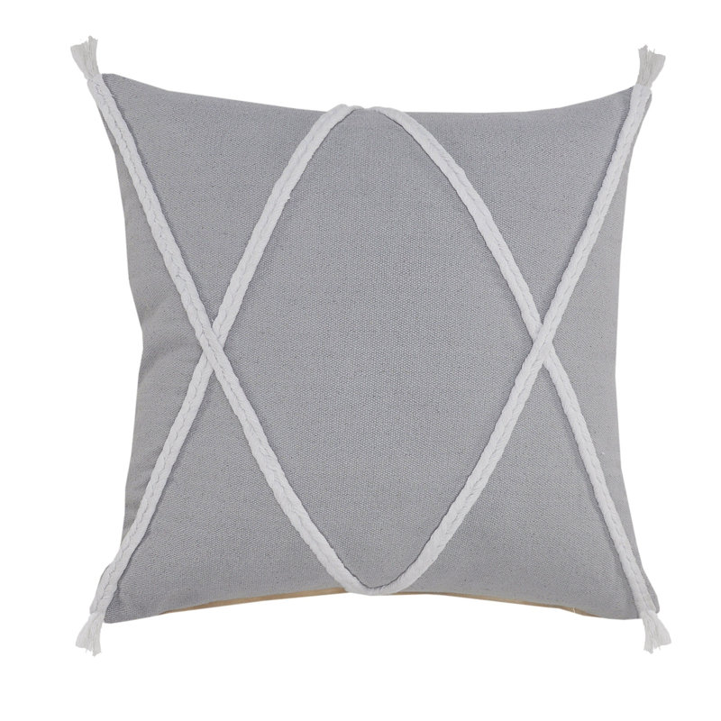 Coastal Reversible Pillow Insert, Light Gray/White