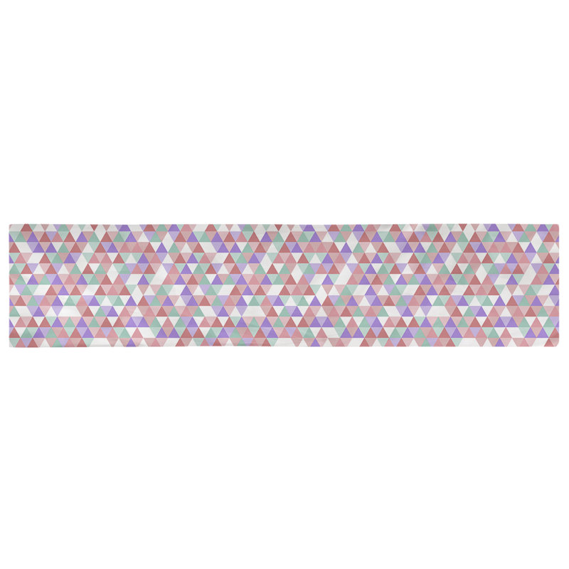 Chemin de table triangle Avicia, 73,5 po x 17,5 po, Rose / mauve / vert, Coton