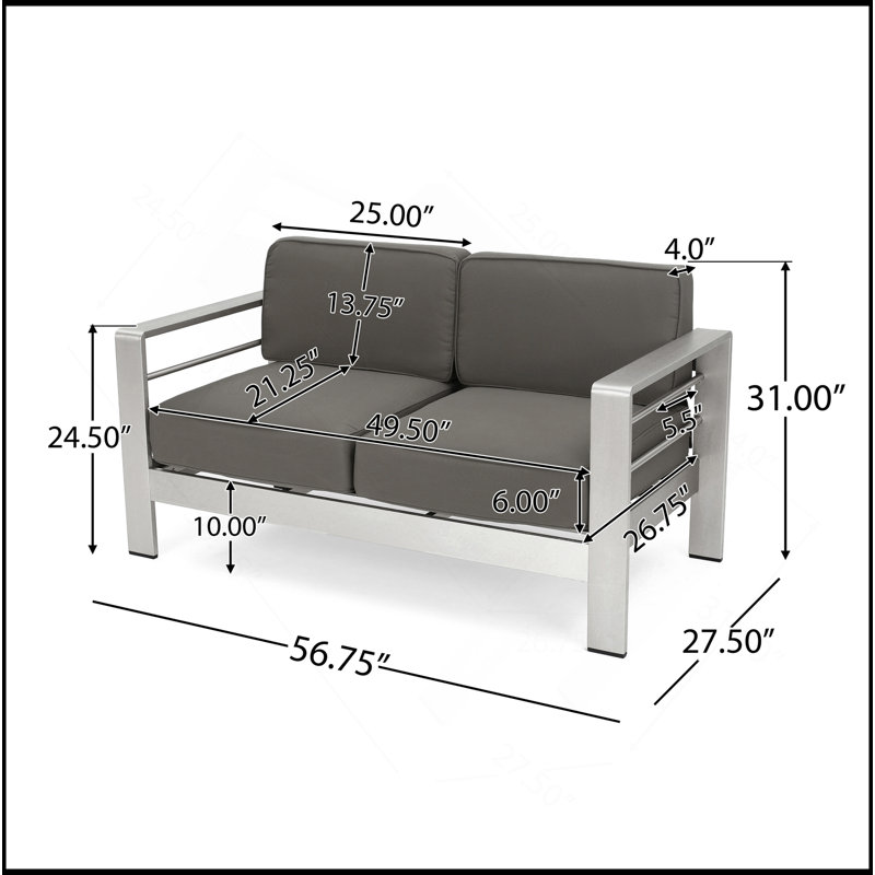 Cape Coral Kd Loveseat, Silver, Khaki