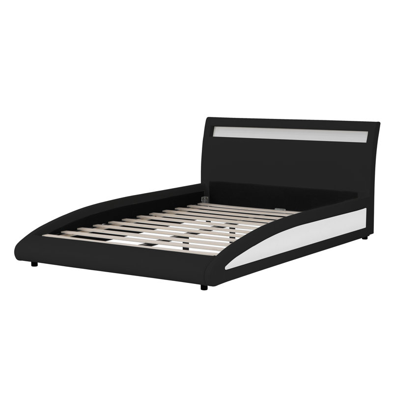 Alamae Upholstered LED Bed, Black, Double - 135 x 190 cm