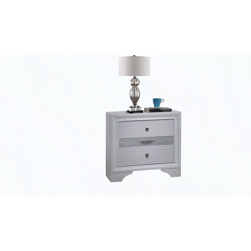 Table de chevet 2 tiroirs Traditional en bois blanc