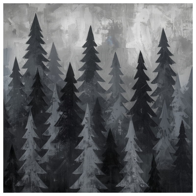 Coussins décoratifs gris Pine Tree Forest, 18 po x 18 po