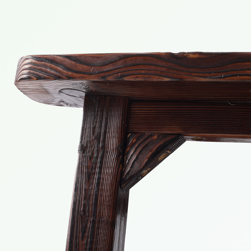 Chaise berçante de patio en bois avec assise large et dossier haut, Brun