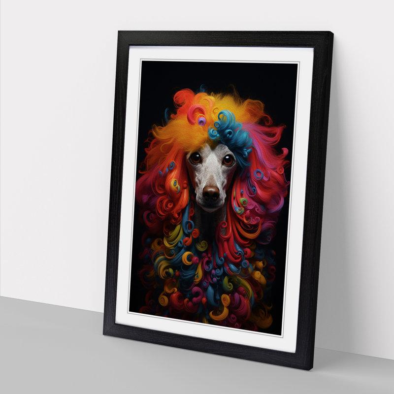 Poodle Conceptual - Single Picture Frame Print on Wood, Black, 64" H x 46" W x 2" D