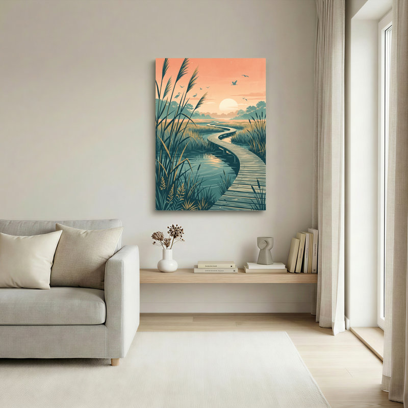 Ensemble de 1 tableau sur toile « Chemin du coucher du soleil », 48"H x 32"W, Wrapped Canvas