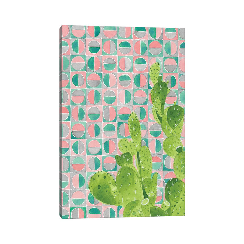 Pink Tile Agave by Jen Bucheli - Wrapped Canvas Painting, 20.32 cm H x 30.48 cm W