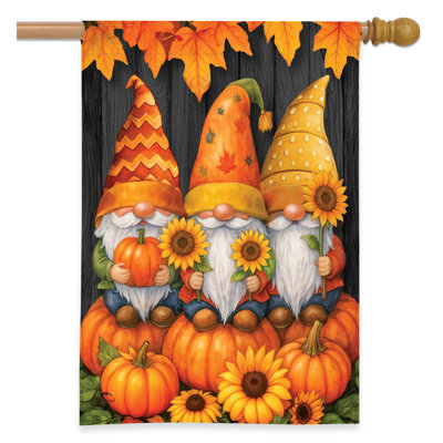 Drapeau de la maison des gnomes Happy Harvest 28 x 40