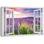 Fenêtre de paysage «Window View Lavender Flower Floral Botanical Sunset Nature Scenic Landscape» sur toile-98448578