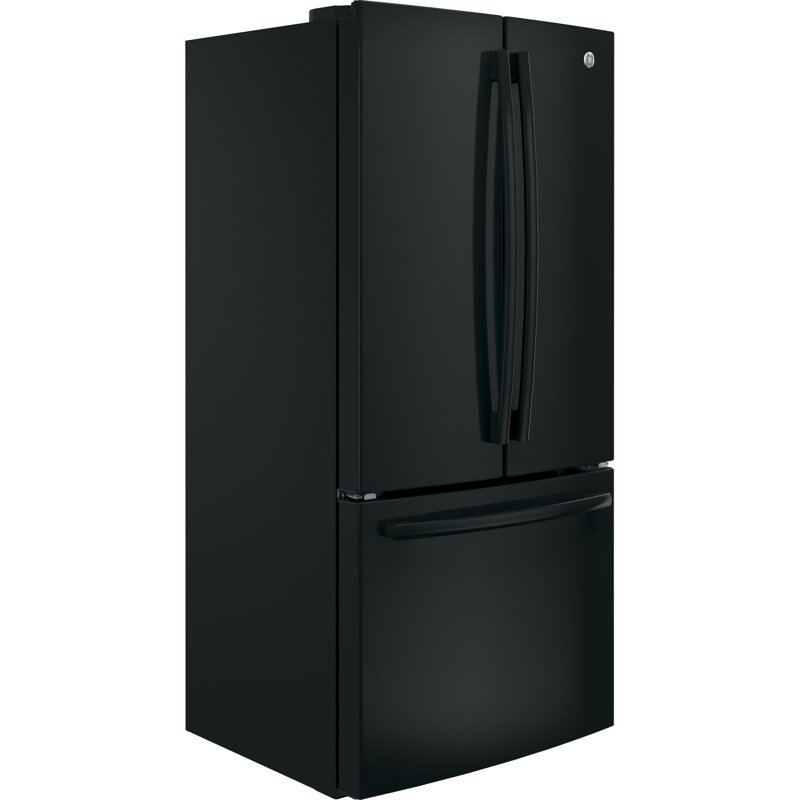 Réfrigérateur intelligent à porte française à profondeur de comptoir de 33 po GE Smart Appliances 18,6 pieds cubes, Noir