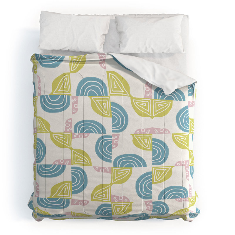 Ensemble de housse de couette en coton bleu / rose / vert Mirimo, Housse de couette très grand + 2 très grandes ta