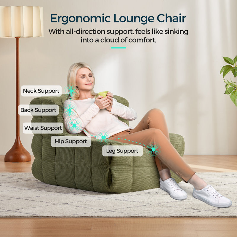 Bean Bag Chair, Green Corduroy