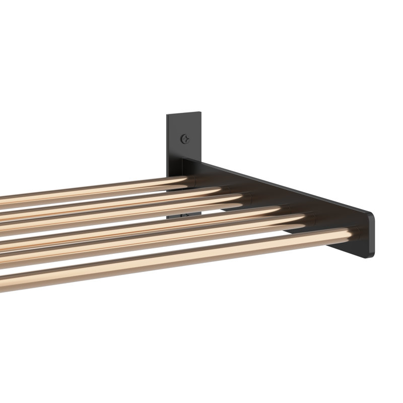 Support à vin mural pour 6 bouteilles Abbie-Marie, Noir, 5" H x 41" W x 12.25" D