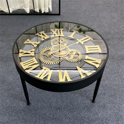 American Style Creative Retro Clock Shape Tea Table Home Living Room Light Luxury Personalized Decorative Art Side Table