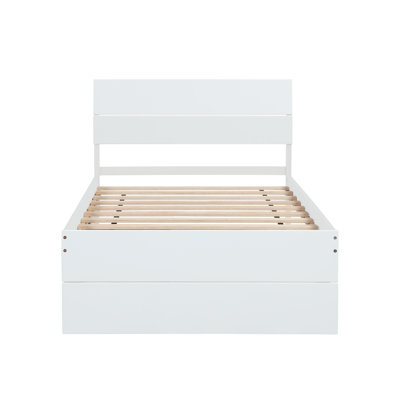Modern Twin Bed Frame With Twin Trundle For White High Gloss Headboard And Footboard by Grovelane