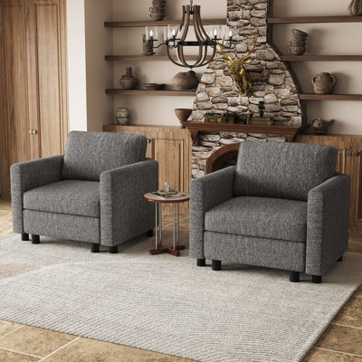2-Piece Accent Chair Set With Under Seat Storage For Living Space