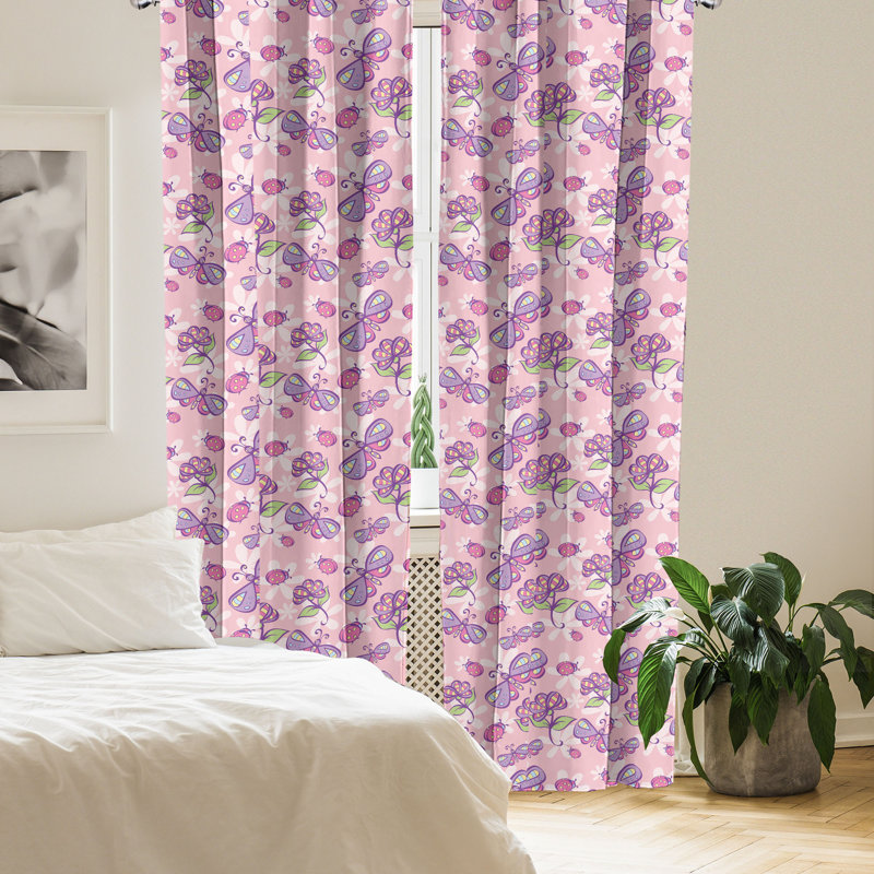 Rideaux à 4 panneaux Red Barrel Studio®, style papillon, lavande rose pâle, L 56 po x L 63 po