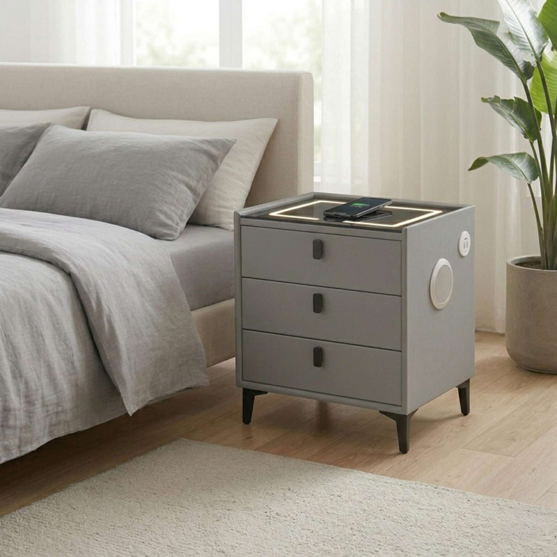 50cm W Bedside Table, Grey