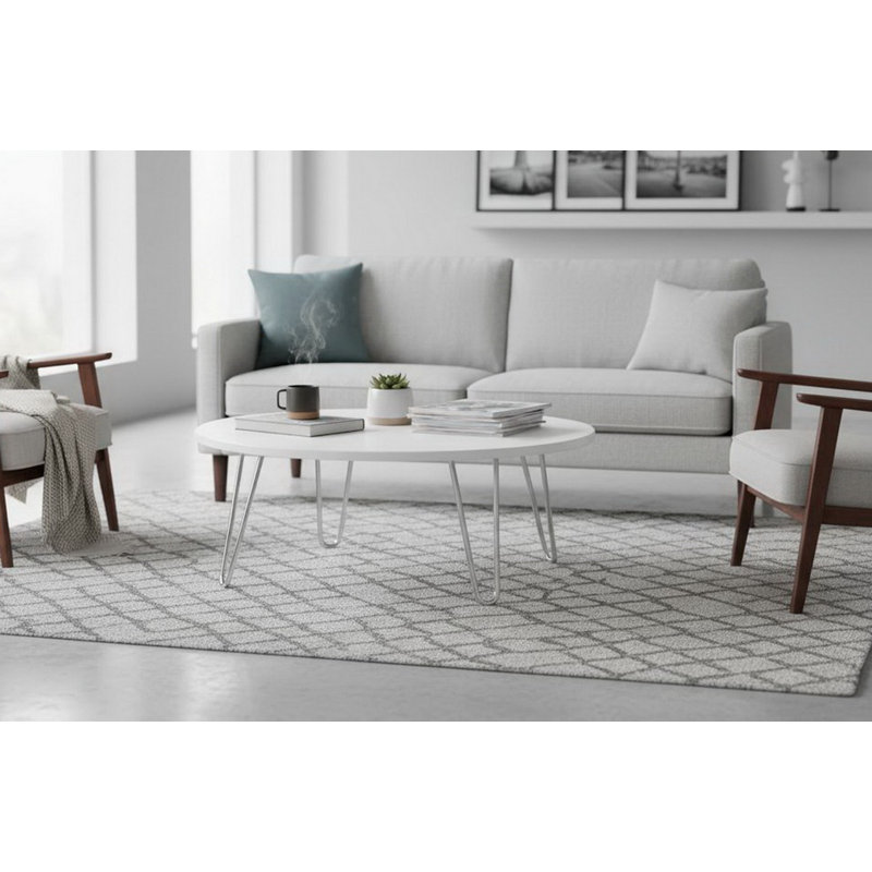 Calina Four Leg Coffee Table, White, Silver