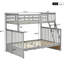 Lit superposé simple au-dessus de double en bois gris, équipé et doté de caractéristiques, construction en pin robuste, peut être divisé en deux pour plus de commodité, pas de sommier nécessaire, rampe supérieure - protection de la longueur, bas
