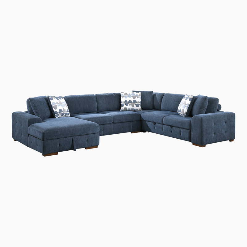 Odesser 4-Piece Chenille Sectional Sofa Sleeper with Chaise