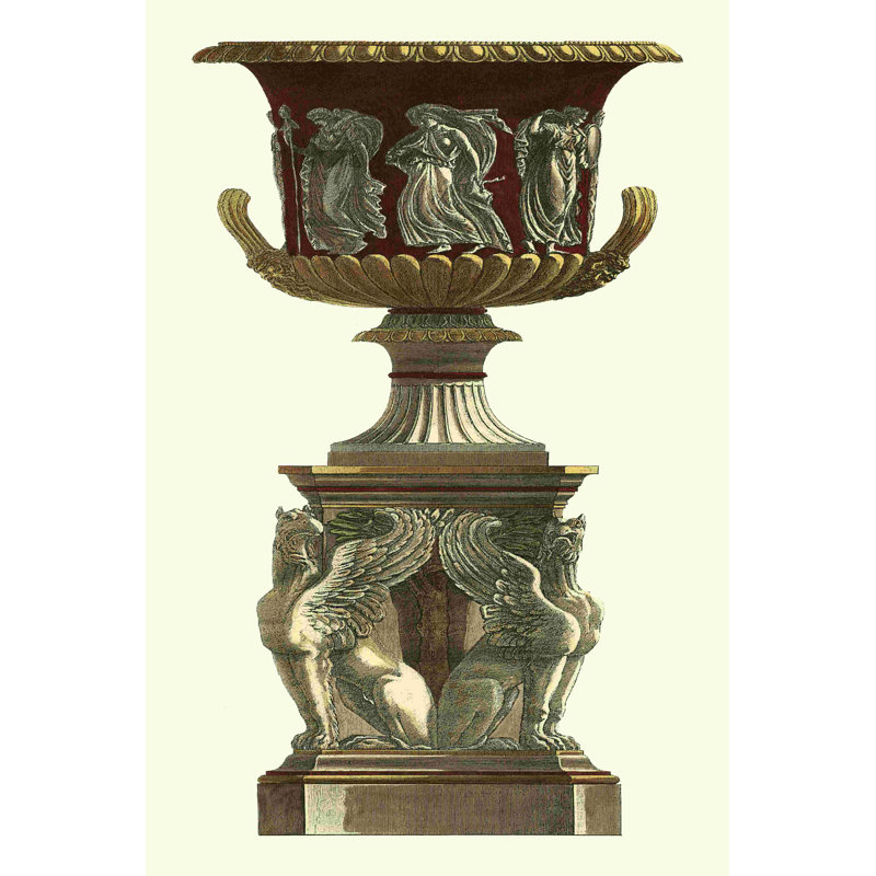Vase Piranesi sur piédestal I, H 12 po x l 8 po