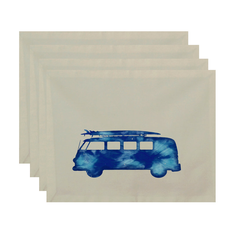 Wally Polyester Abstract Rectangle Placemat, Blue